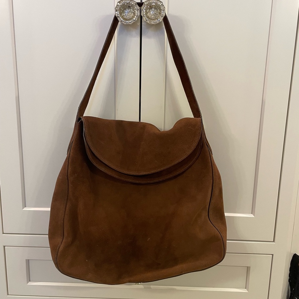 PRADA suede large handbag
